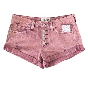 Free People We The Free Size 26 Mauve‎ Swoon Distressed Denim Shorts Boho Cotton